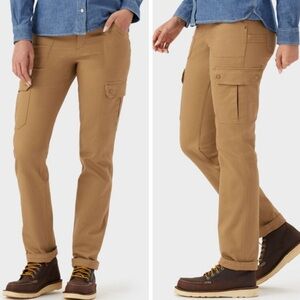 Duluth Women's DuluthFlex Dark Camel Fire Hose Slim Leg Cargo Pants Size 10 X 29